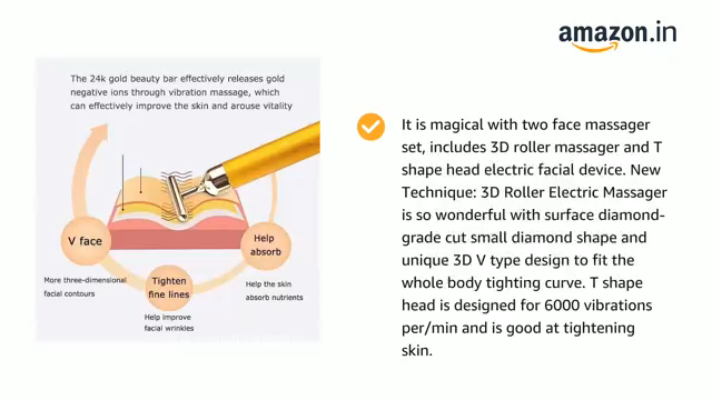 24K Gold Energy Beauty Bar Electric Facial Massage Roller